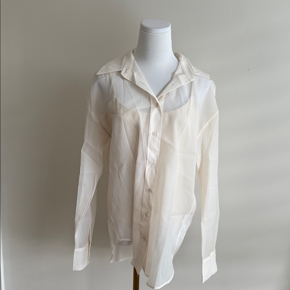 GREY LAB Cream Button Down Shirt